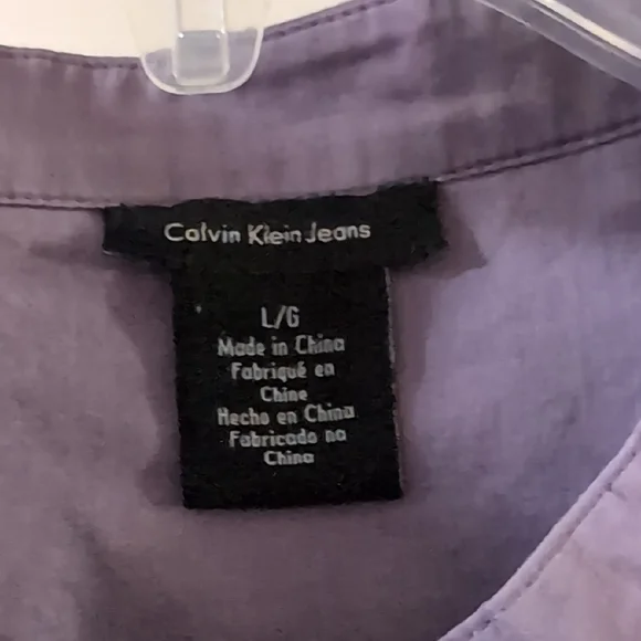 Vintage 90s cK Jeans Women's Purple Embroidered Button-Up Blouse, L - Picture 2 of 2